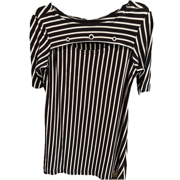 Max Studio Weekend Black and White Striped Grommets Sheath Dress Size Small - Picture 1 of 3